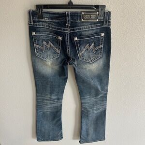 Miss Me Dark Wash Bootcut Jeans with Embroidery Stitching Women's 26